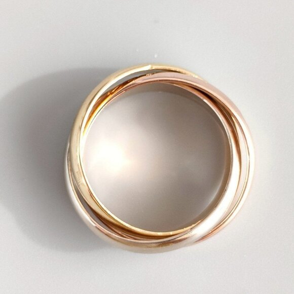 CARTIER Trinity Ring 49 K18YG 18K Yellow Gold White Gold Rose Gold Women's - Picture 6 of 10